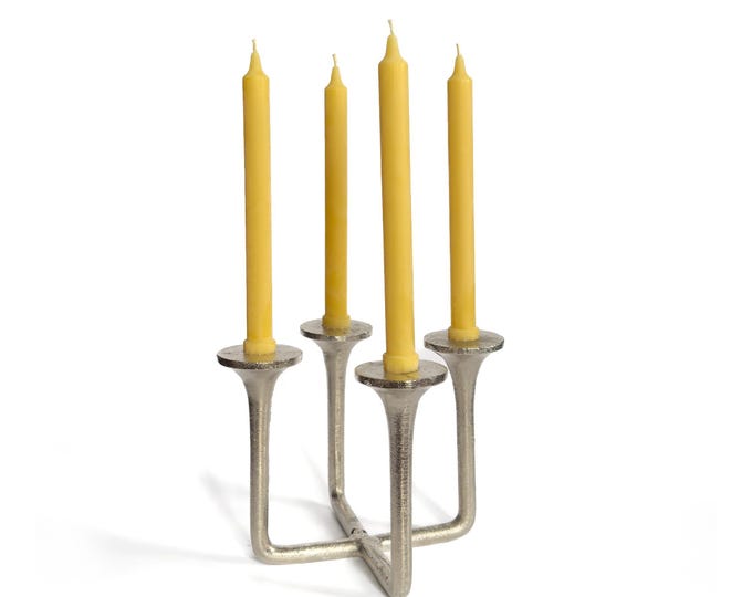 Brutalist Sculptural Cast Aluminum Candleholder