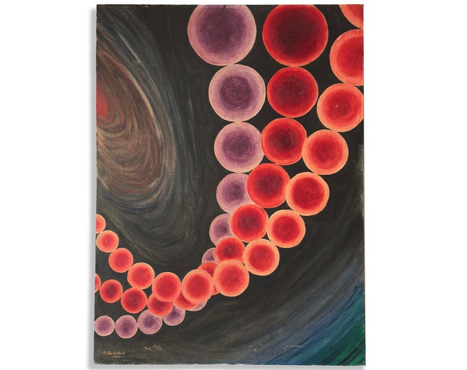 Mid-Century Modern Abstract Cosmic Painting, 1954