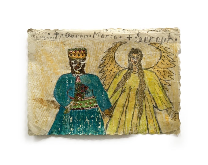 Outsider Art Drawing by Billy On The Highest, "Queen Maria and Seraph"