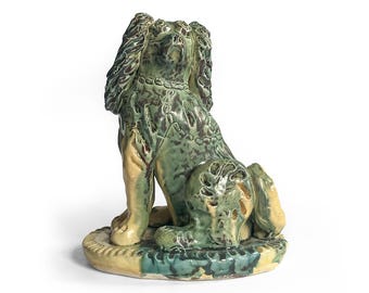 Billy Ray Hussey Folk Art Pottery Dog in the Style of Staffordshire