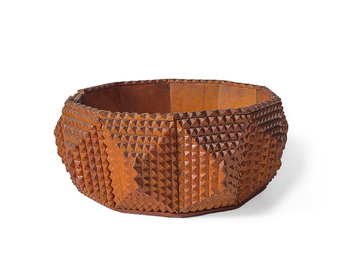 Antique Ten-Sided Tramp Art Bowl