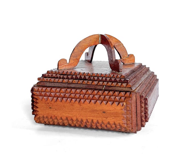 Antique Tramp Art Box with Arch Top