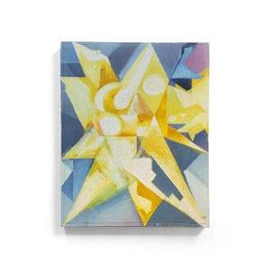 Vintage Abstract Cubist/Synchronist Painting on Board – Midcentury Modernist Style