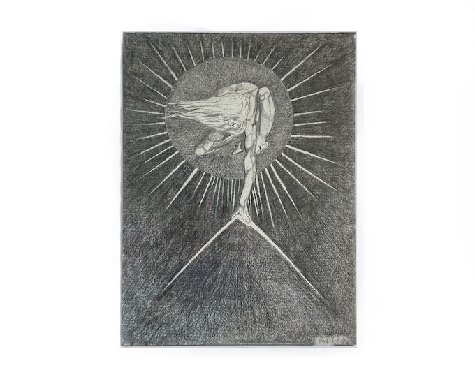 Original Prison Art Graphite Drawing, "God Creating the Universe.” From William Blake's 1794 "The Ancient of Days."