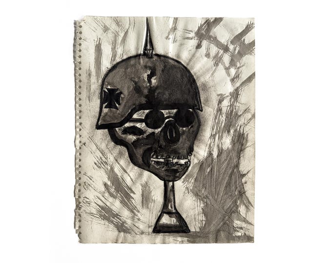 Anti-Neo-Nazi Themed Charcoal and Watercolor on paper, c.1970s. 14 x 11 inches.