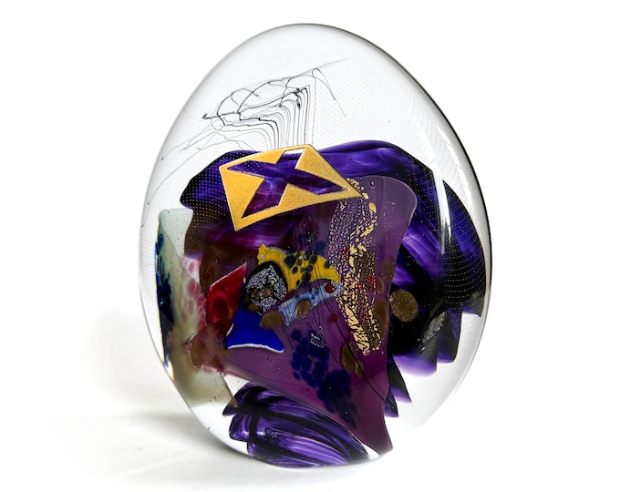 Art Glass Paperweight Sculpture- "X Marks the Spot"