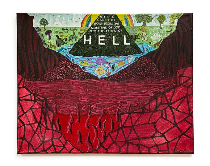 Original Outsider Art / Visionary Painting, "Hell", Signed