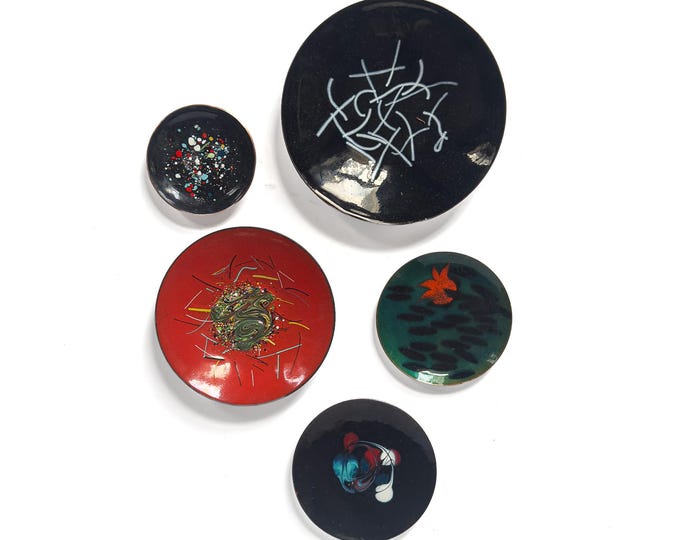 Mid-century, Handcrafted Vintage Enamel Dishes by Bovano of Cheshire, CT