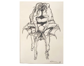 Rico Lebrun, Surrealist Artist, Drawing for Dante&#39;s Inferno, 1963, lithograph
