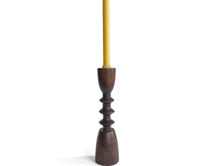 Brutalist Turned Wood Candlestick