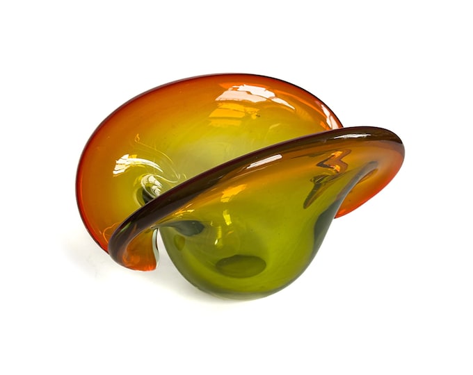 Vintage Seguso Sommerso Murano Style Glass Clam Shell Bowl