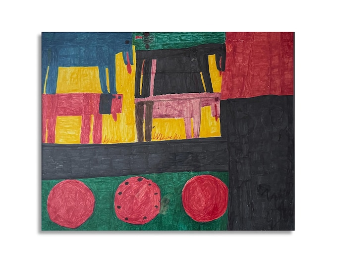 Original Willie White "Lion and Horses" Drawing