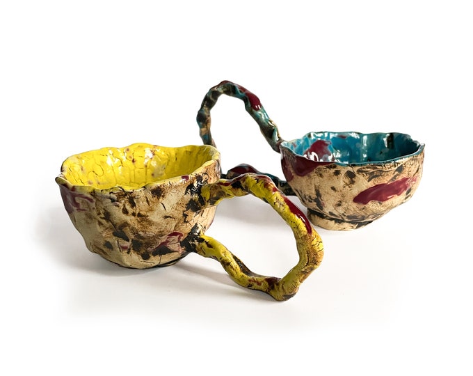 Art Brut Ceramic Tea Cup Pair