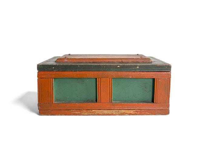 Early 20th Century Primitve Painted Wood Box