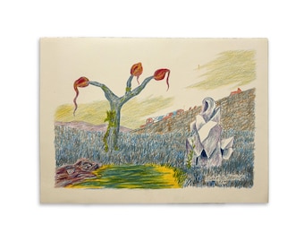 Original Robert E. Gilbert (REG), Futuristic Landscape with Alien Flora, Signed & Dated 1984