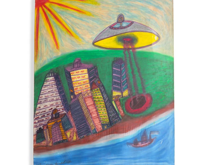 Original Drawing by Outsider Artist Ionel Talpazan Signed and Dated