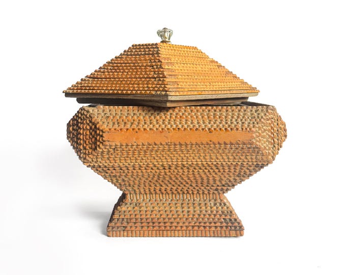 Beehive Tramp Art Box on Pedestal