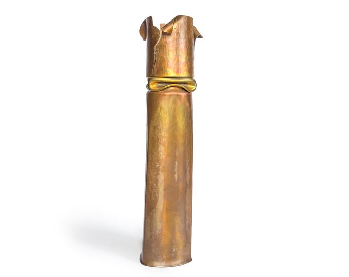 Thomas Roy Markusen Brutalist Copper Pillar Candlestick Holder — 16 Inch Mid-Century Style