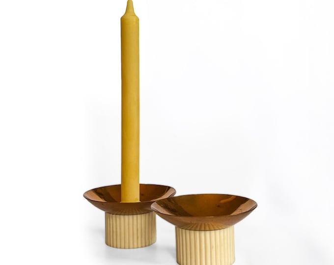 Art Deco Bakelite Footed Candlesticks by William Archibald Weldon, 1936, Chase Brass & Copper