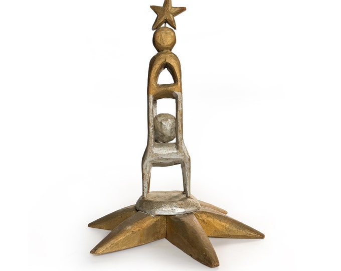 Standing Whimsy with Ball in Cage in Silver and Gold