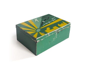 Vintage Art Deco Box with Bauhaus Style Enamel Lid