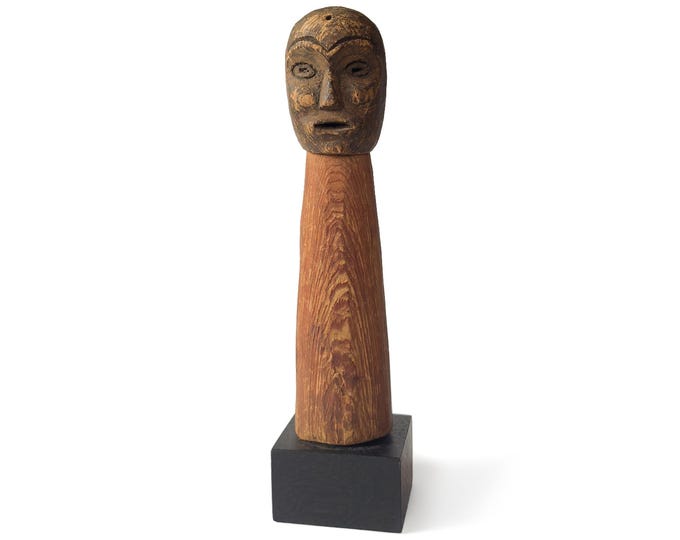 Antique Carved Wood Figural Head