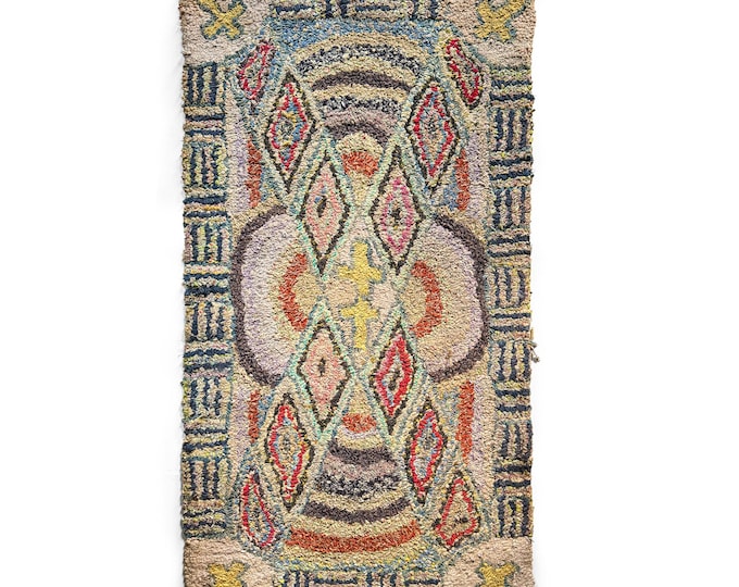 Folk Art Americana Hand-Hooked Antique Rug