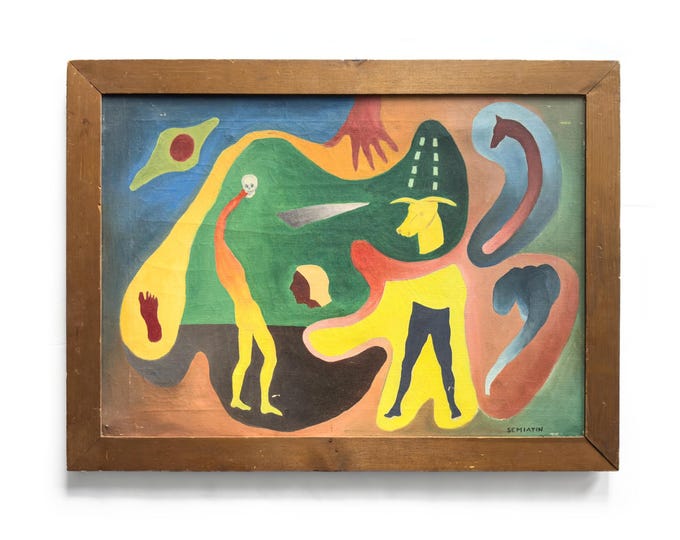Surrealist Oil on Canvas by Jacob Moses Semiatin, 1948, Modernist
