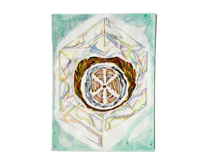 Original Prison Art Abstract Painting on Paper, "Phantoms" Signed "Sandman Jmsoaz Automatiik, Santana Cordora"