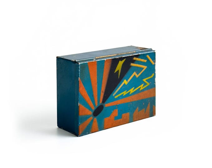 Vintage Art Deco Box with Bauhaus Style Enamel Lid