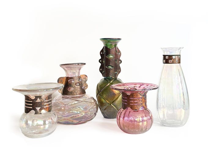 Silvestri Caged Carnival Glass Vase – Brutalist Mid-Century Modern