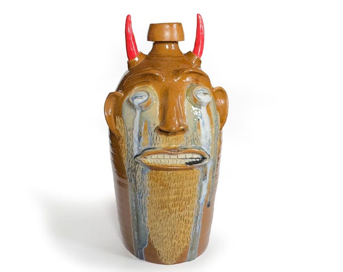 Devil Horned Face Jug, Randy Tobias