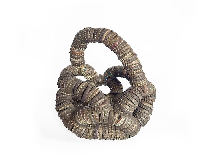 Tramp Art Vintage Bottle Cap Basket