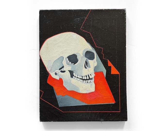 Modernist Painting on Canvas, “Skull”, 1980.