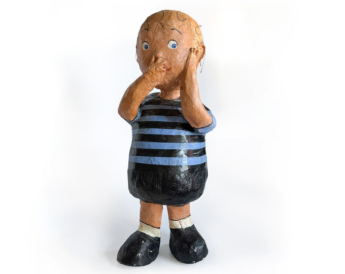 Folk Art Paper Mache Linus (Peanuts) Sculpture