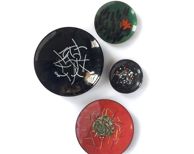 Mid-century, Handcrafted Vintage Enamel Dishes by Bovano of Cheshire, CT