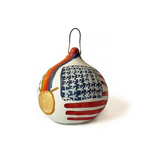 Original Painted Gourd by Outsider Artist Reverend B. F. Perkins.