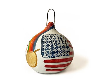 Original Painted Gourd by Outsider Artist Reverend B. F. Perkins.