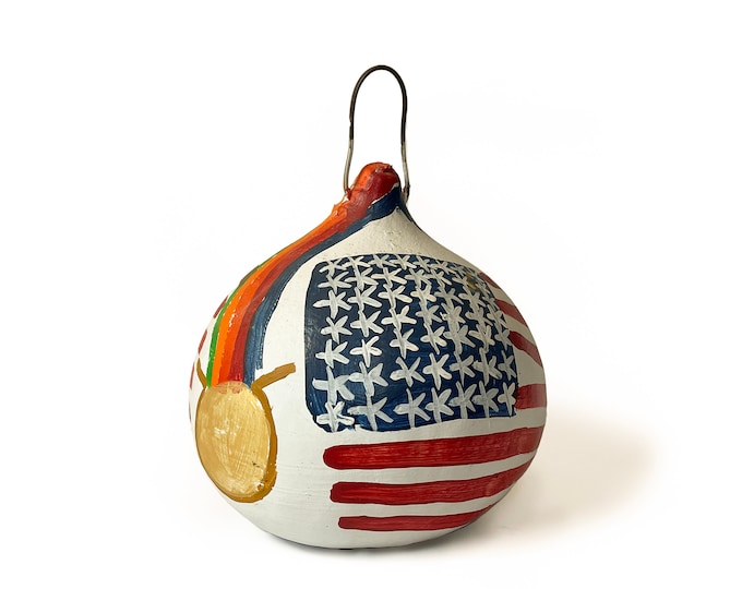 Original Painted Gourd by Outsider Artist Reverend B. F. Perkins.