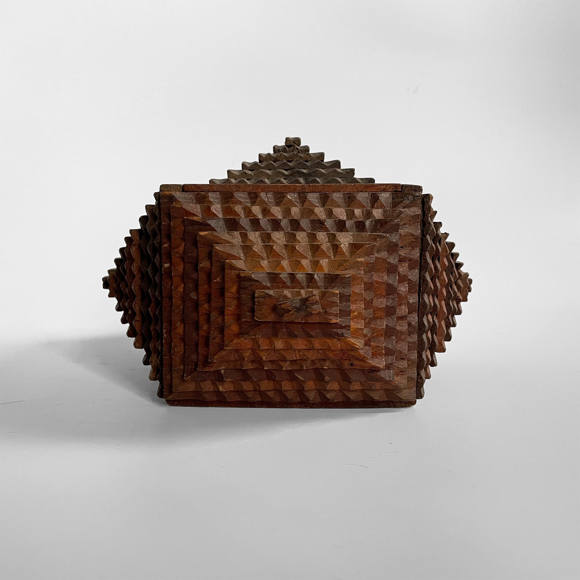 An Unusual Pyramidal Form Tramp Art Case Of Drawers Auction
