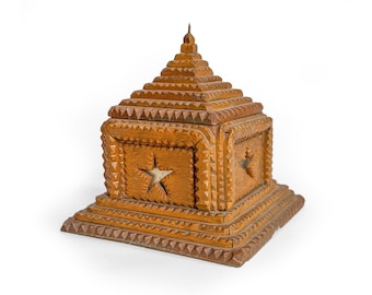 Antique Tramp Art Box with Mirrored Star Top