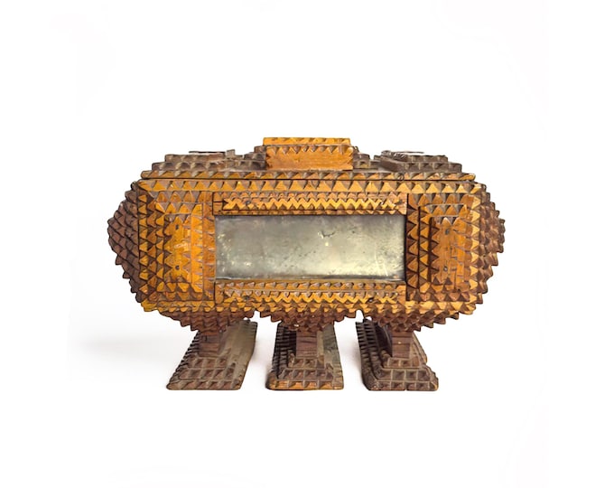 Tramp Art Box on Three Legs