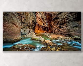 Large Wall Art Wall Street The Narrows Slot Canyon Zion Utah National Park Virgin River Fine Art Panorama Photo Print Metal Canvas Options