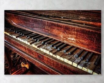 Large Wall Art "Off Key" Vintage Antique upright piano musical musician urban rural decay Fine Art Photo Frame Canvas & Metal Print Finishes