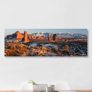 Large Wall Art "Arches" Southern Utah Desert arches La Sal Mountains Balanced Rock canyon Panorama Sunset Fine Art Print Canvas Metal Option