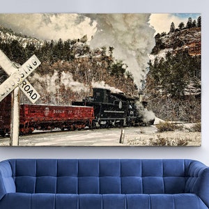 Mixed Winter Freight Vintage Durango and Silverton D/&RGW Narrow Gauge Colorado Steam Train Fine Art Print Canvas and Metal Options Title