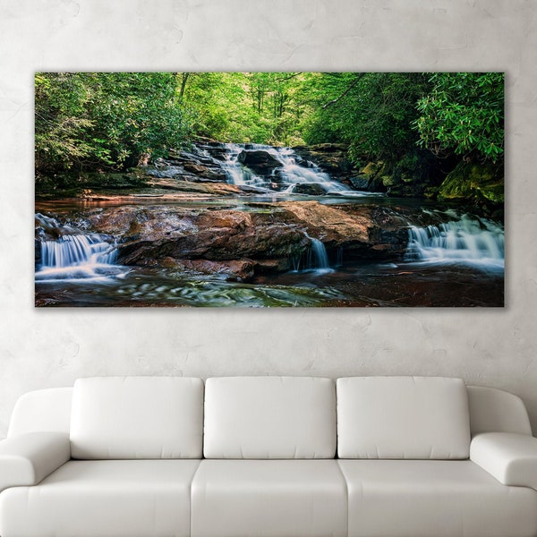 Large Wall Art Manns Creek Waterfalls West Virginia New River Gorge area Panorama Fine Art Photography Print Metal frame Canvas Option