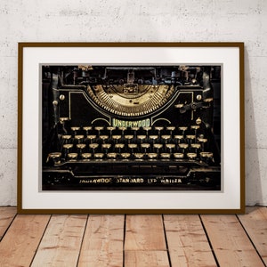 Large Wall Artwork &quot;Underwood&quot; Vintage Antique Nostalgic Underwood Typewriter Fine Art Photograph Print Framed Canvas & Metal Options