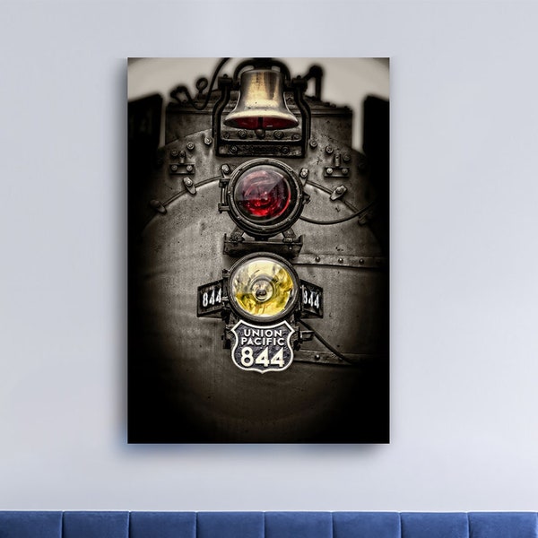 Title - "A Living Legend" Vintage Union Pacific Train Locomotive Steam Engine #844 Fine Art Photograph Print Canvas Framed Canvas and Metal