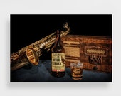 Title - quot Blow Your Own Horn quot Vintage Tube Transistor Radio Wild Turkey Whiskey Bourbon Saxophone Fine Art Photo Canvas Metal Print Options